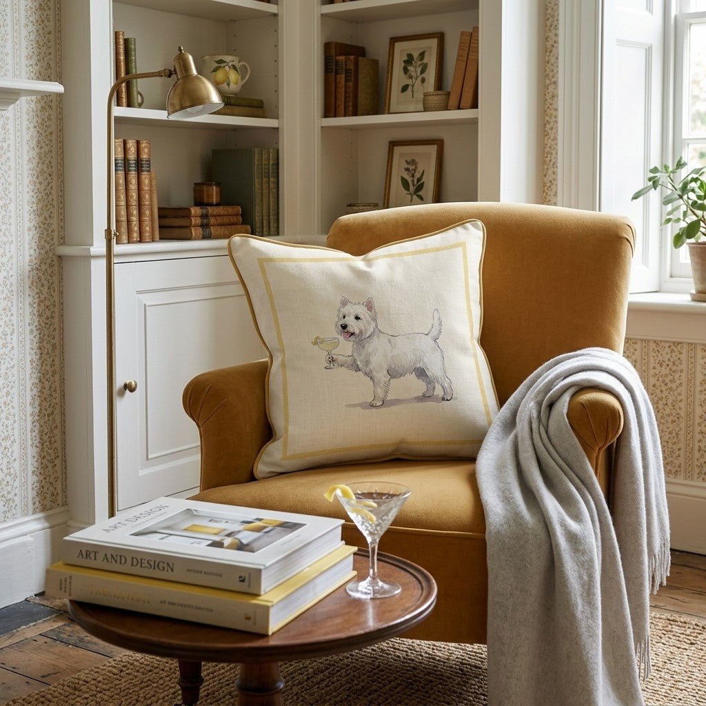 French 75 Westie Throw Pillow - Hillcroft Home
