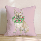 French Bulldog Berry Wreath Throw Pillow - Hillcroft Home