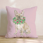 French Bulldog Berry Wreath Throw Pillow - Hillcroft Home