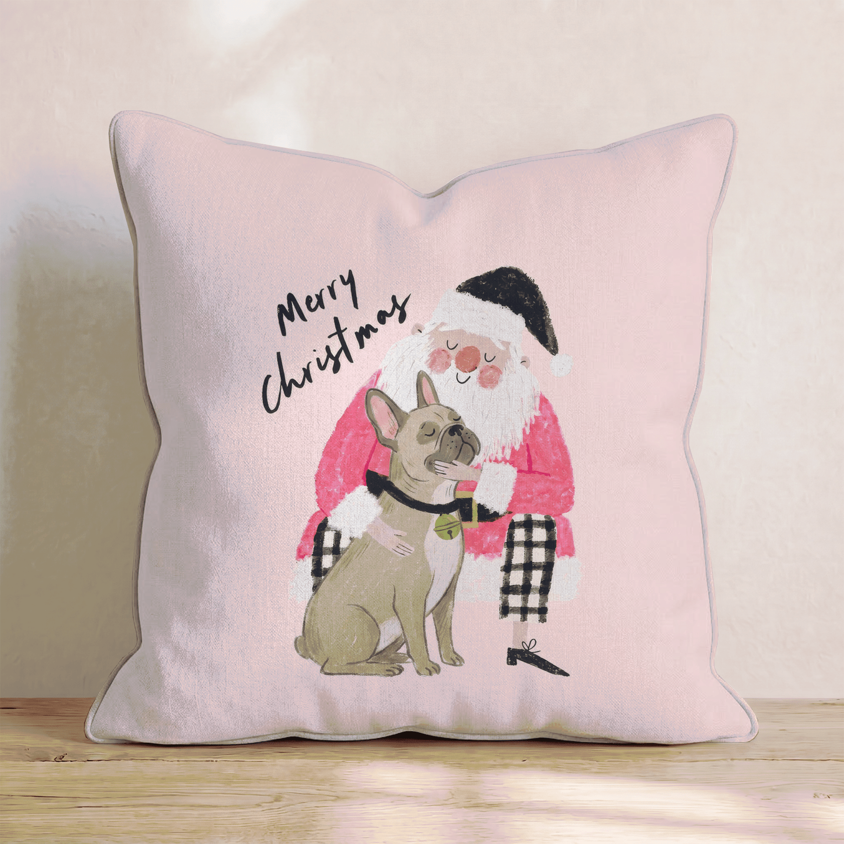 French Bulldog Christmas Embrace Throw Pillow - Hillcroft Home