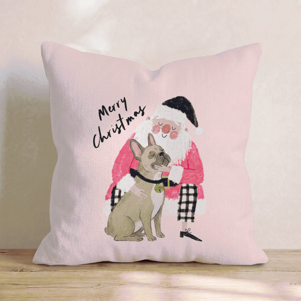 French Bulldog Christmas Embrace Throw Pillow - Hillcroft Home