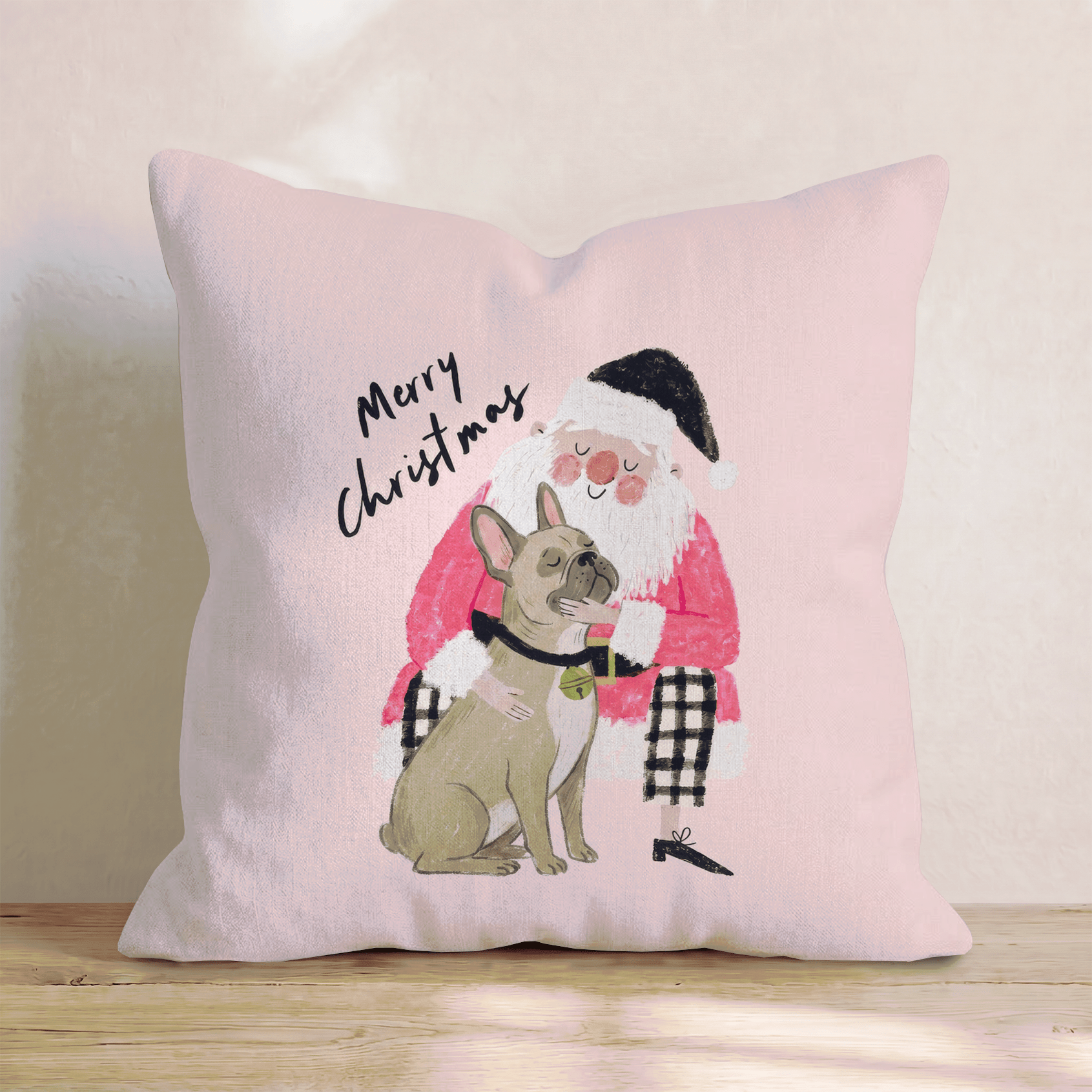 French Bulldog Christmas Embrace Throw Pillow - Hillcroft Home