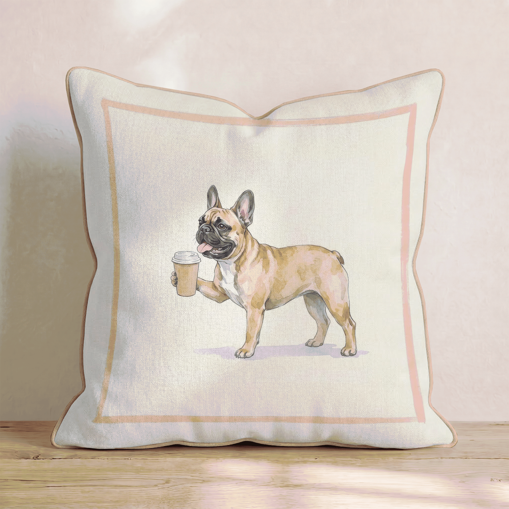 French Bulldog Coffee Throw Pillow - Hillcroft Home