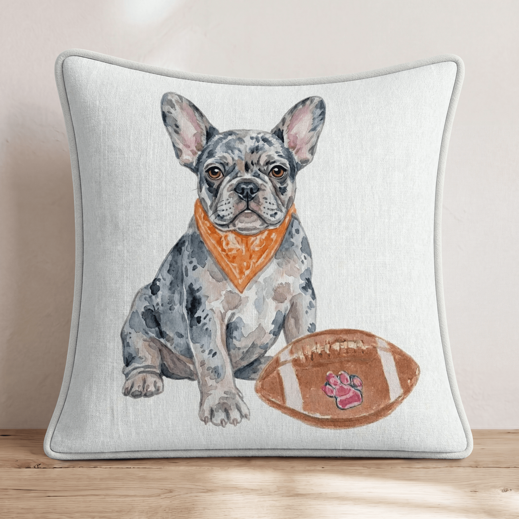 French Bulldog Fall Football Throw Pillow - Hillcroft Home