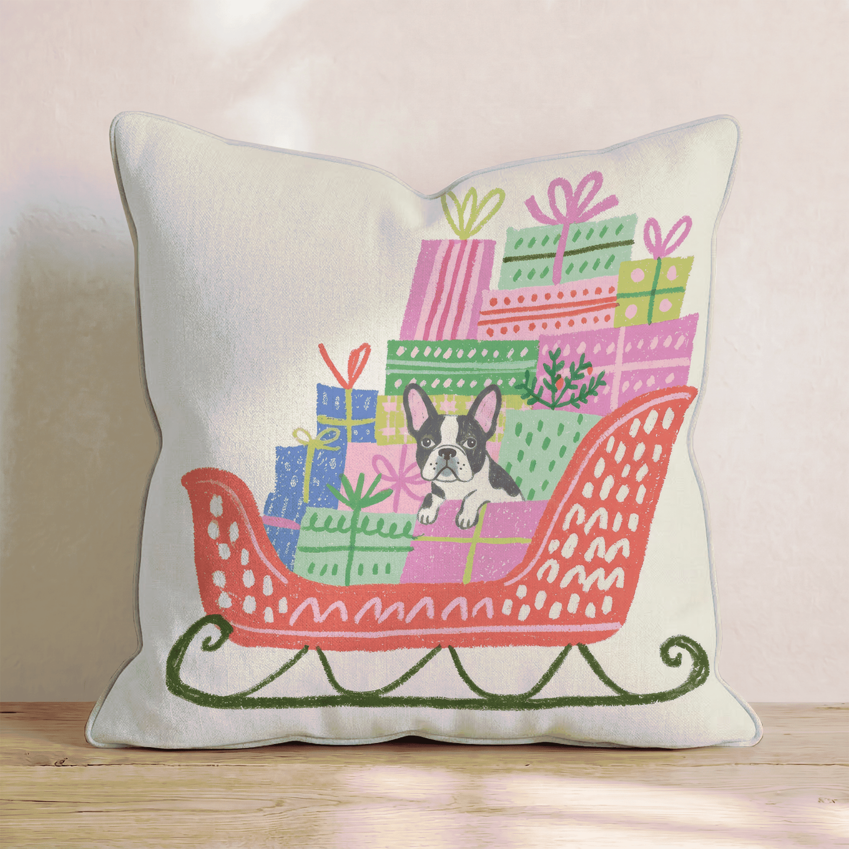 French Bulldog Gift Sleigh Throw Pillow - Hillcroft Home