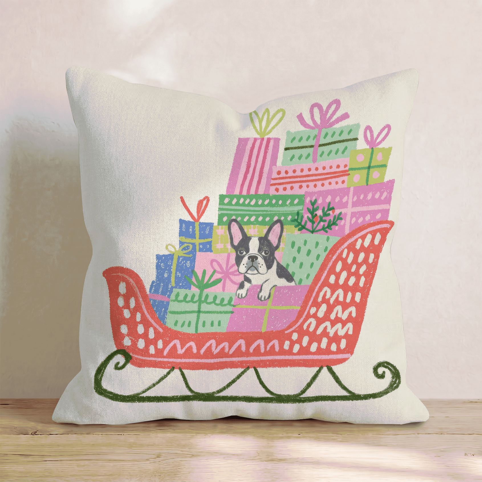 French Bulldog Gift Sleigh Throw Pillow - Hillcroft Home