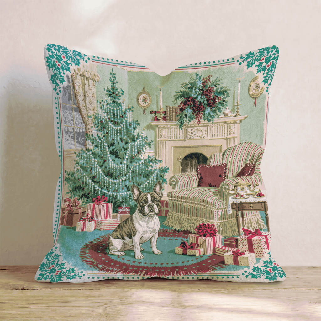 French Bulldog Holly Parlor Throw Pillow - Hillcroft Home