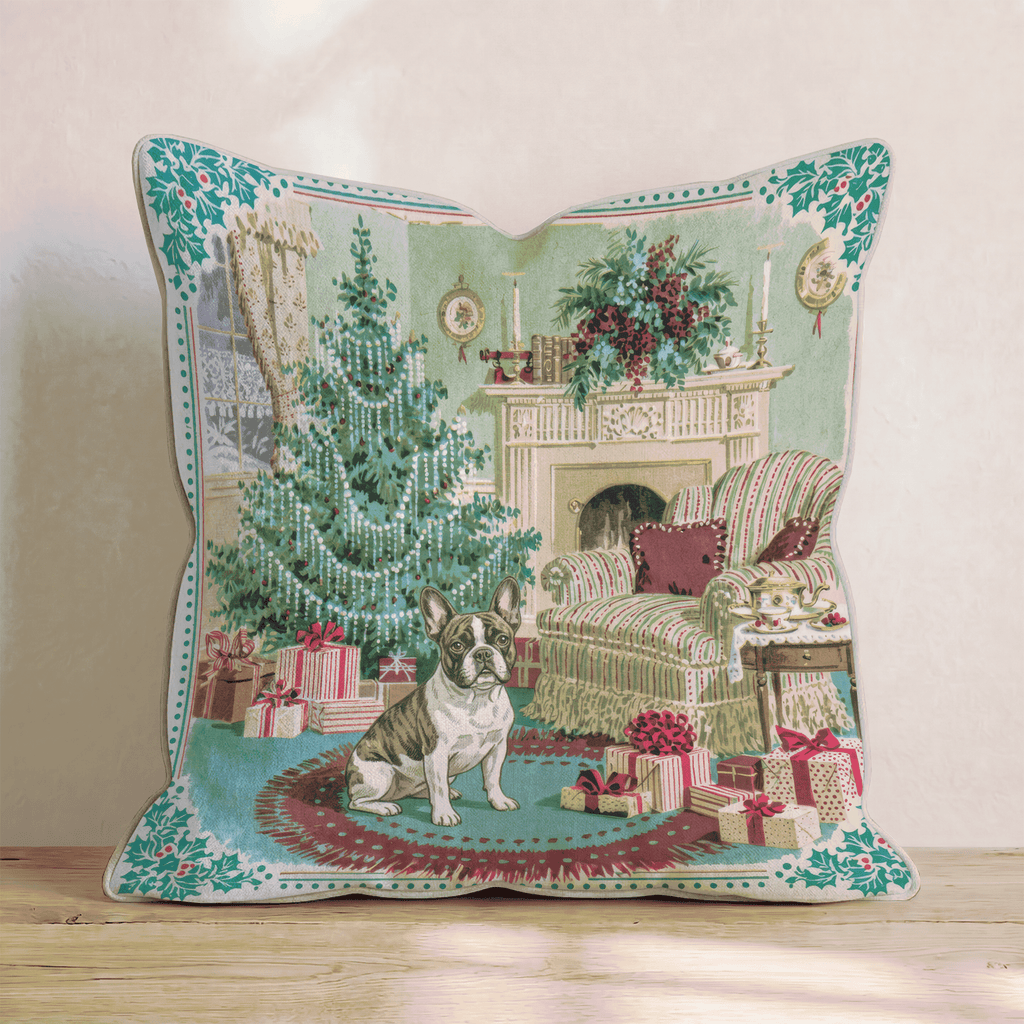 French Bulldog Holly Parlor Throw Pillow - Hillcroft Home