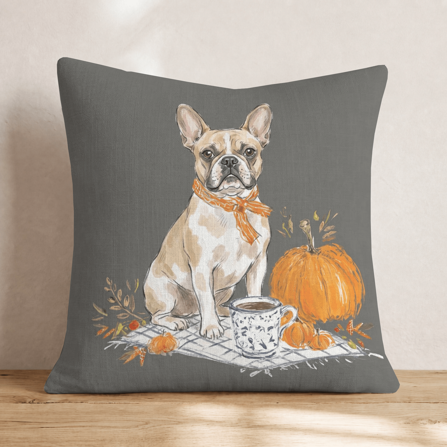 French Bulldog Latte Run Throw Pillow - Hillcroft Home