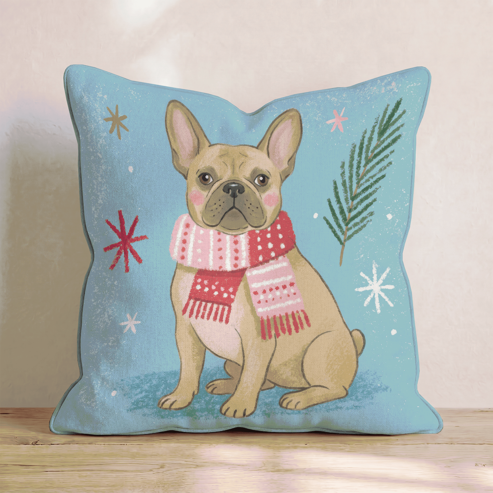 French Bulldog Scarf Throw Pillow - Hillcroft Home