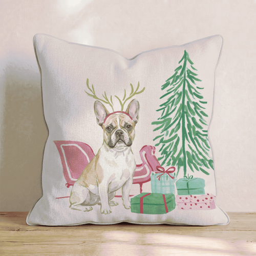 French Bulldog Sleigh Ride Throw Pillow - Hillcroft Home