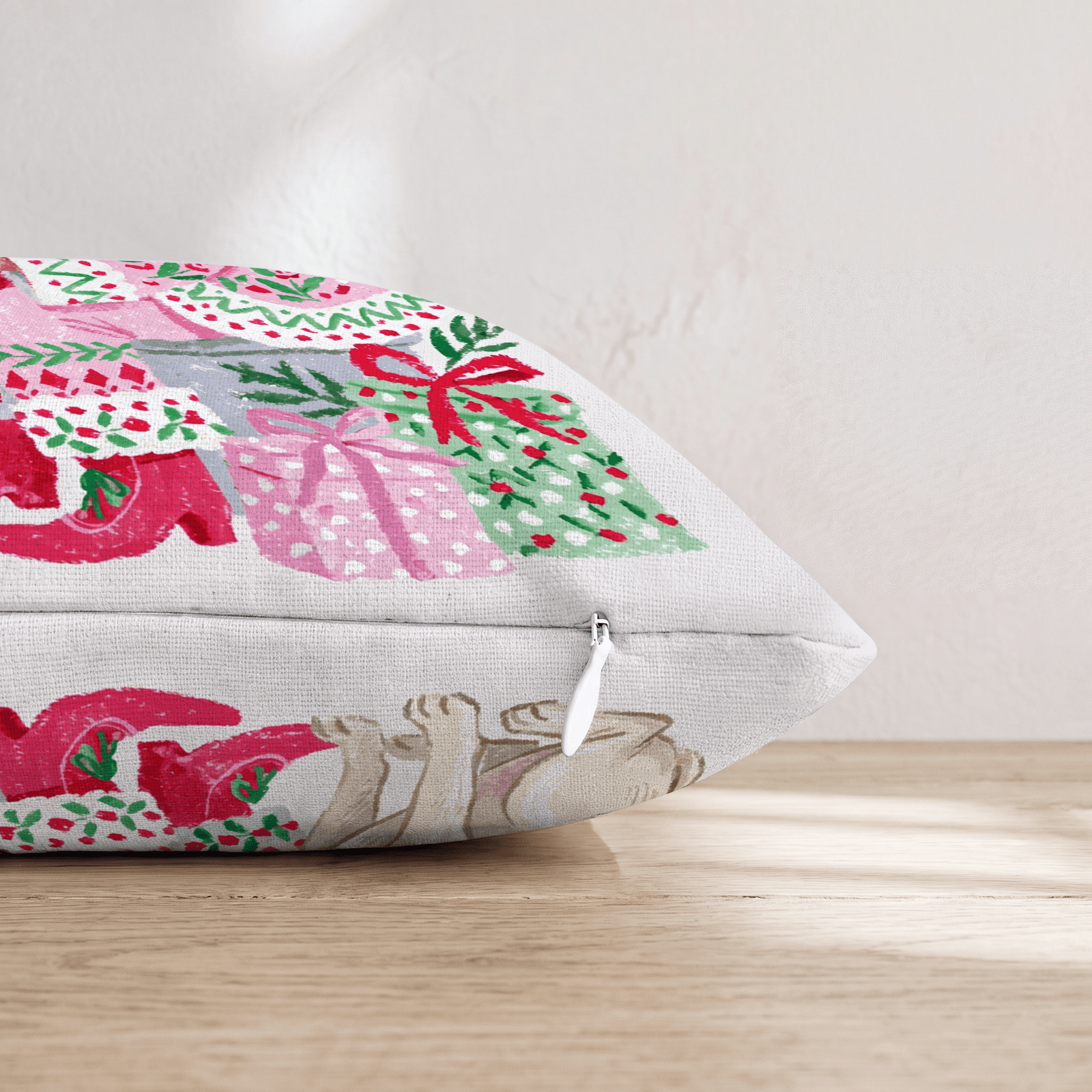 French Bulldog with Santa Throw Pillow - Hillcroft Home