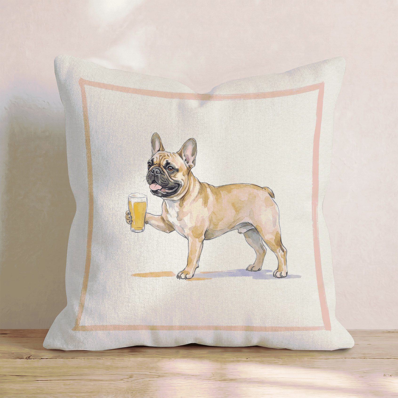 Frenchie Lager Throw Pillow - Hillcroft Home