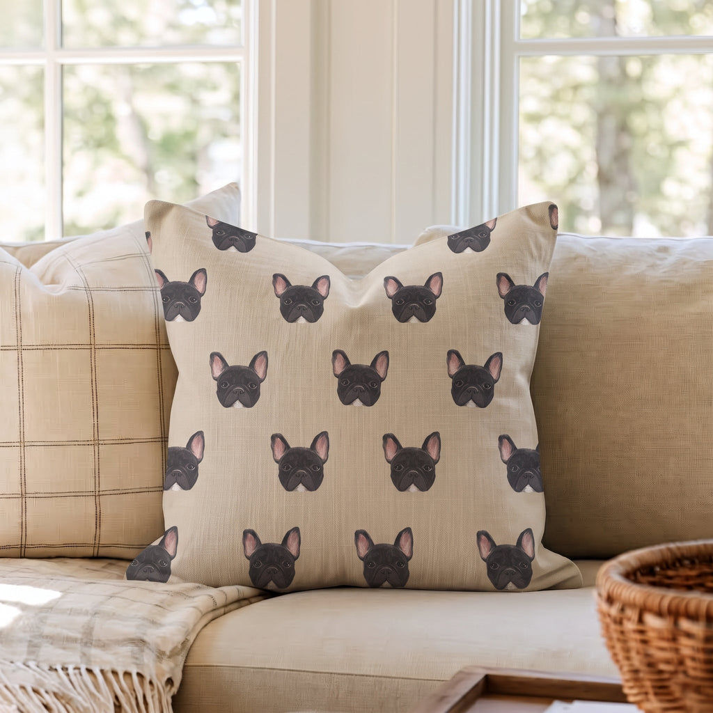 Frenchie Lounge Throw Pillow throw pillow - Hillcroft Home