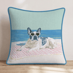 Frenchie Tan Throw Pillow - Hillcroft Home