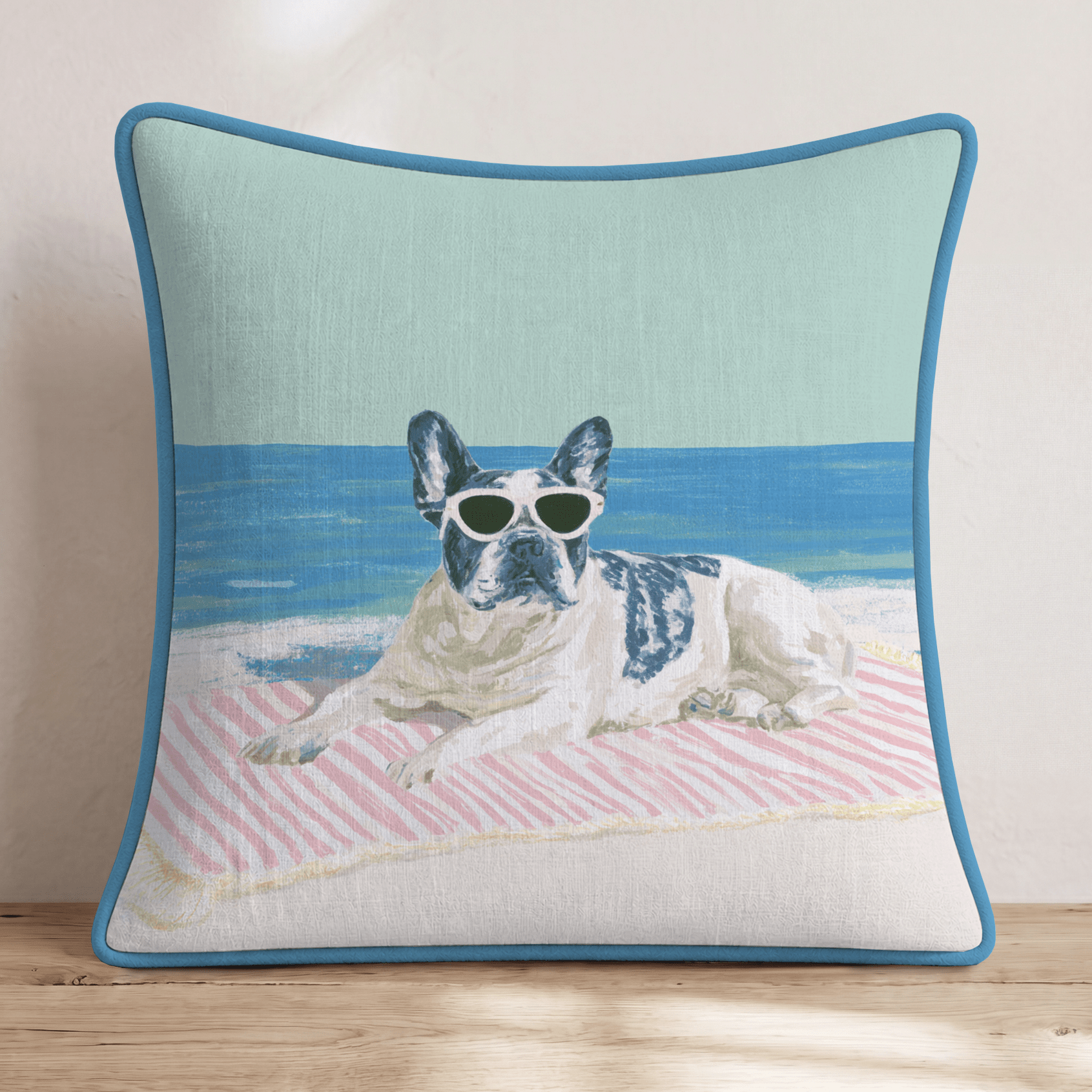Frenchie Tan Throw Pillow - Hillcroft Home