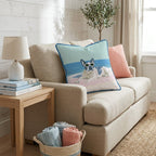 Frenchie Tan Throw Pillow - Hillcroft Home