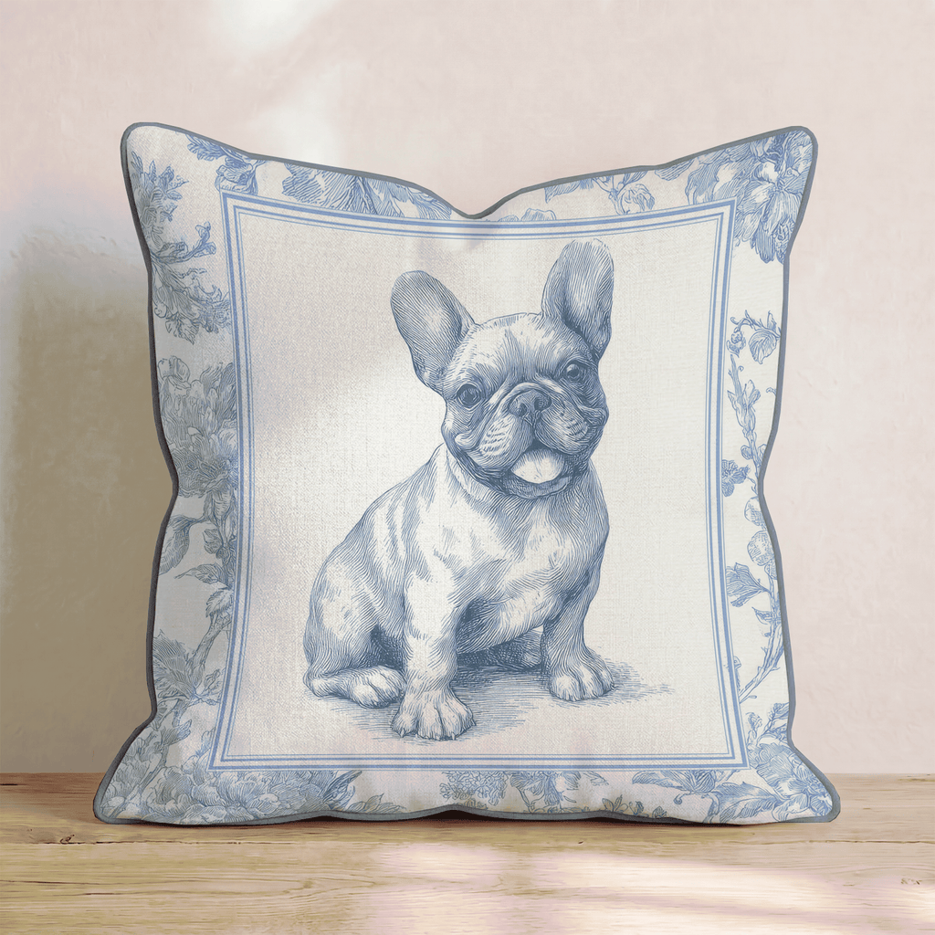 Frenchie Toile Throw Pillow - Hillcroft Home