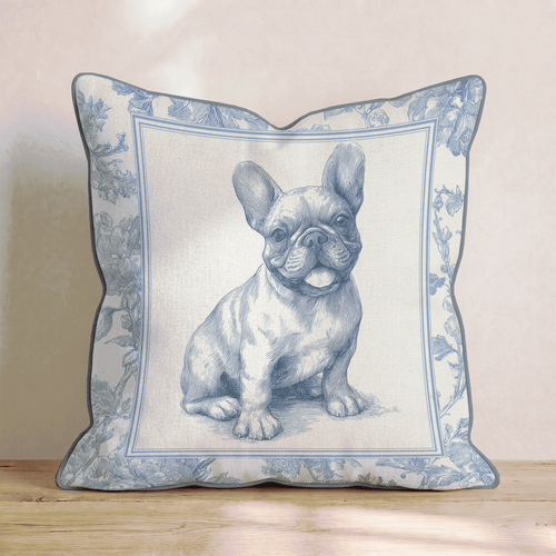 Frenchie Toile Throw Pillow - Hillcroft Home