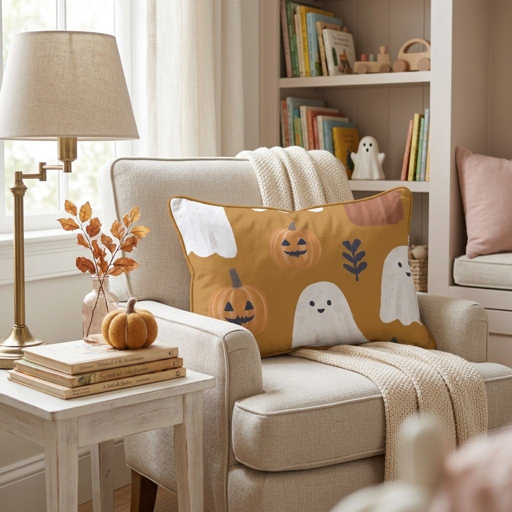 Friendly Ghost Patch Throw Pillow - Hillcroft Home