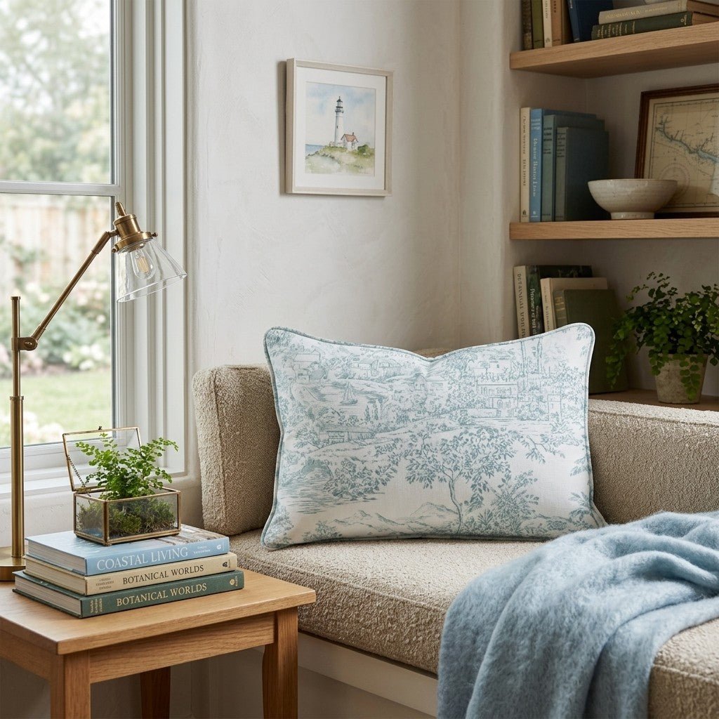 From Above Toile Throw Pillow - Hillcroft Home