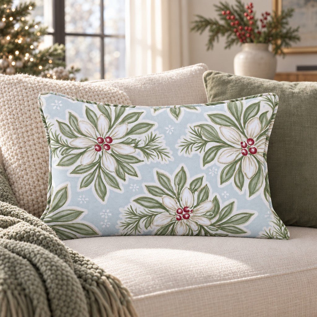Frosted Evergreen Throw Pillow throw pillow - Hillcroft Home