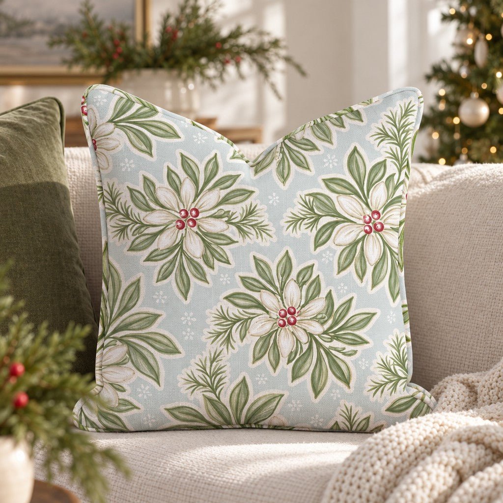 Frosted Evergreen Throw Pillow throw pillow - Hillcroft Home