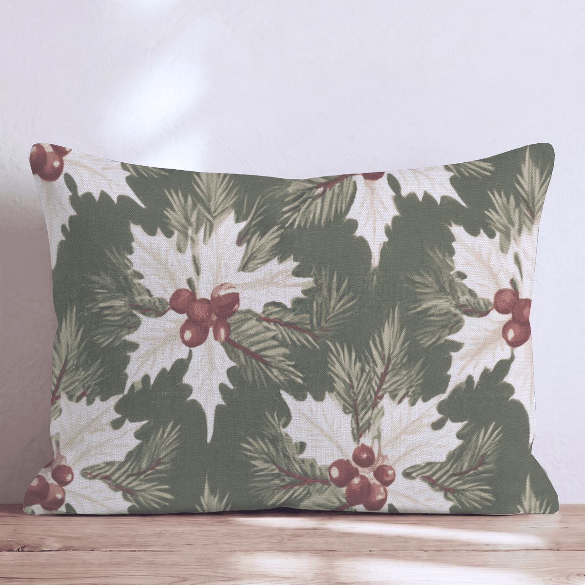Frosted Holly Throw Pillow throw pillow - Hillcroft Home