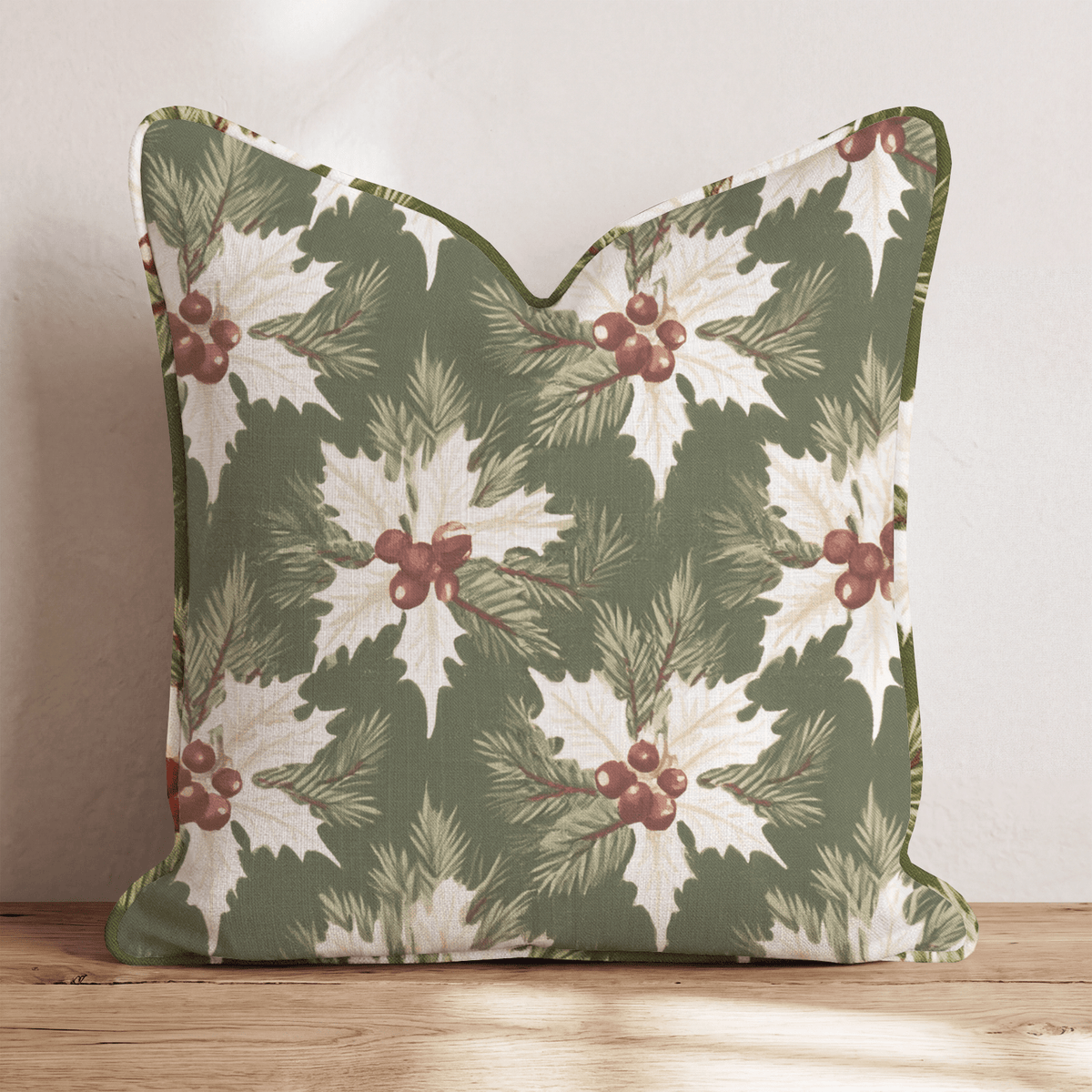 Frosted Holly Throw Pillow throw pillow - Hillcroft Home