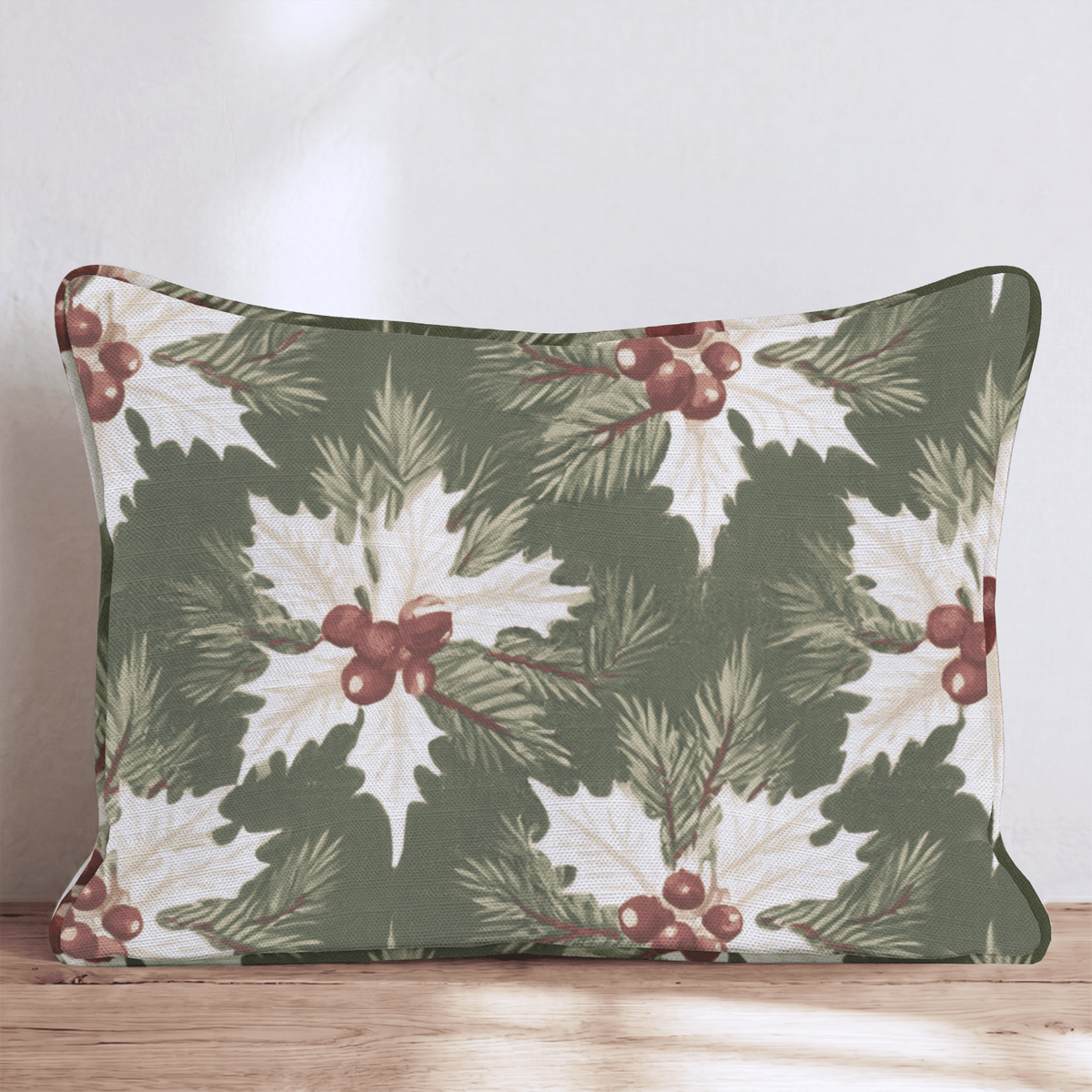 Frosted Holly Throw Pillow throw pillow - Hillcroft Home