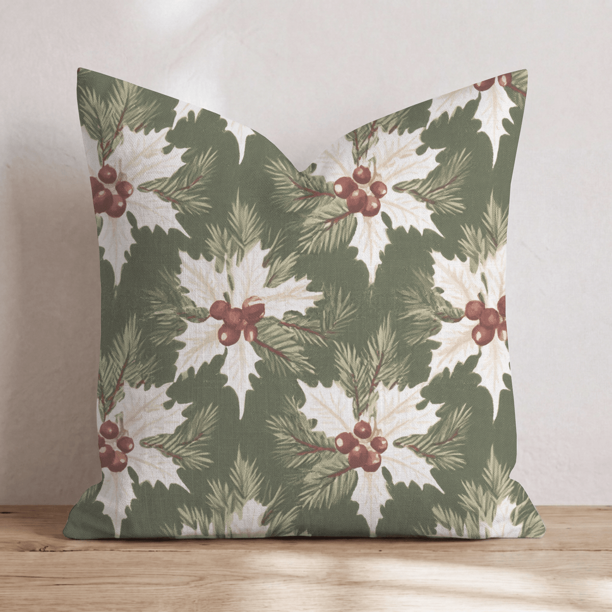 Frosted Holly Throw Pillow throw pillow - Hillcroft Home