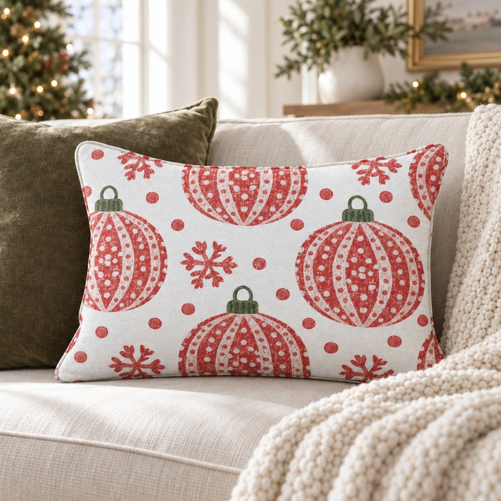 Frosted Ornaments Throw Pillow throw pillow - Hillcroft Home