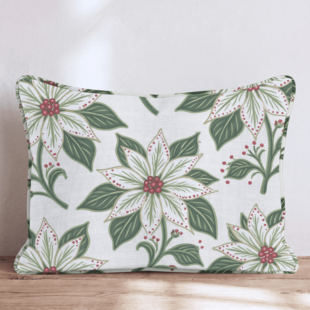 Frosted Poinsettia Throw Pillow throw pillow - Hillcroft Home