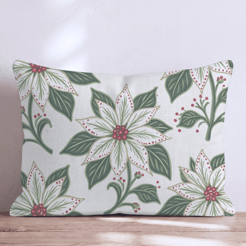 Frosted Poinsettia Throw Pillow throw pillow - Hillcroft Home