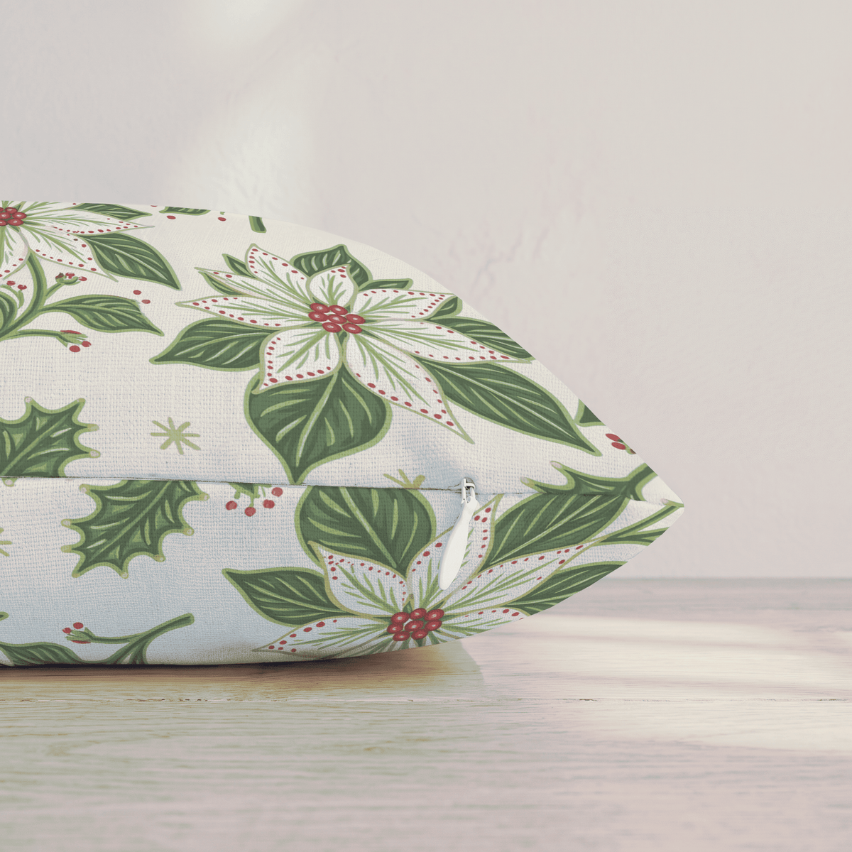 Frosted Poinsettia Throw Pillow throw pillow - Hillcroft Home