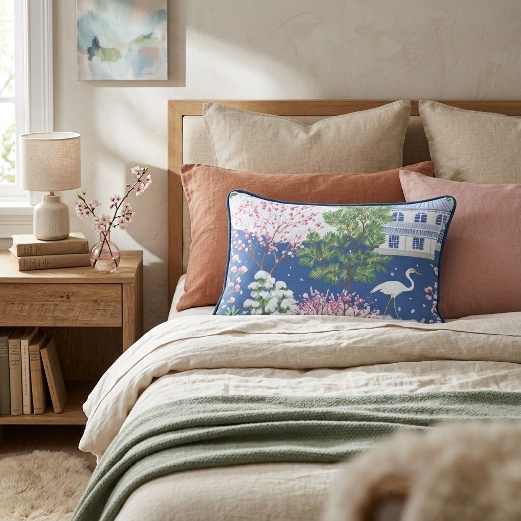 Frosty Chinoiserie Throw Pillow - Hillcroft Home