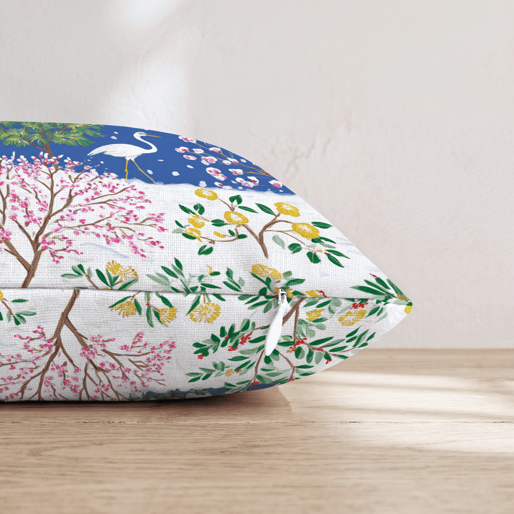 Frosty Chinoiserie Throw Pillow - Hillcroft Home