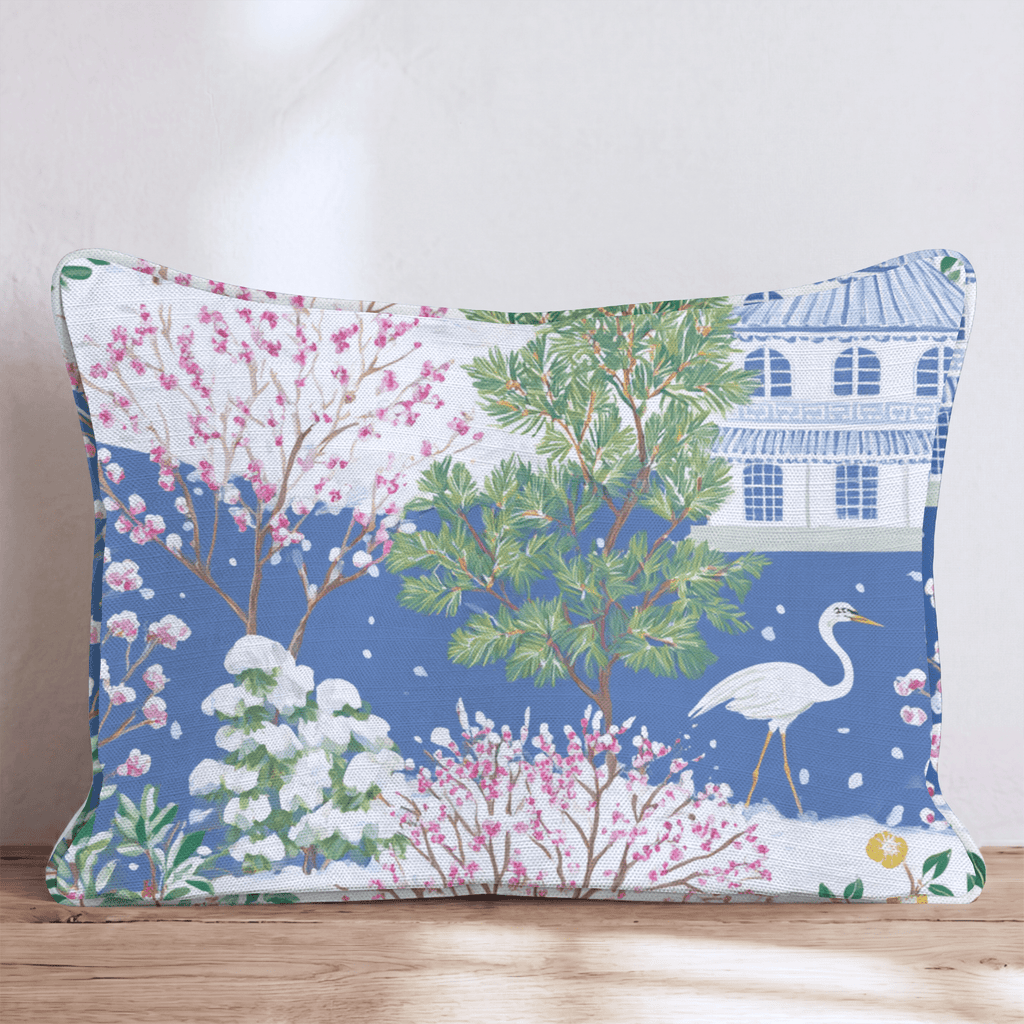 Frosty Chinoiserie Throw Pillow - Hillcroft Home