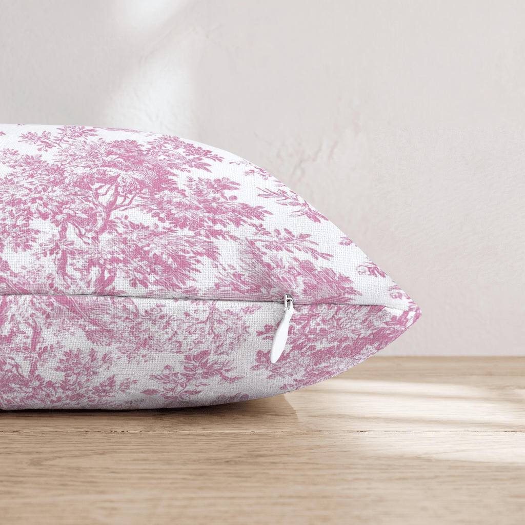 Fuchsia Toile Throw Pillow - Hillcroft Home