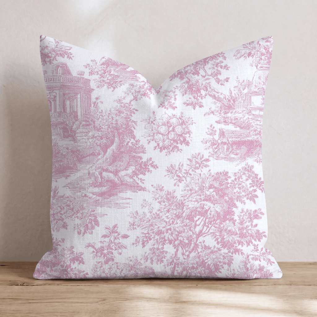 Fuchsia Toile Throw Pillow - Hillcroft Home