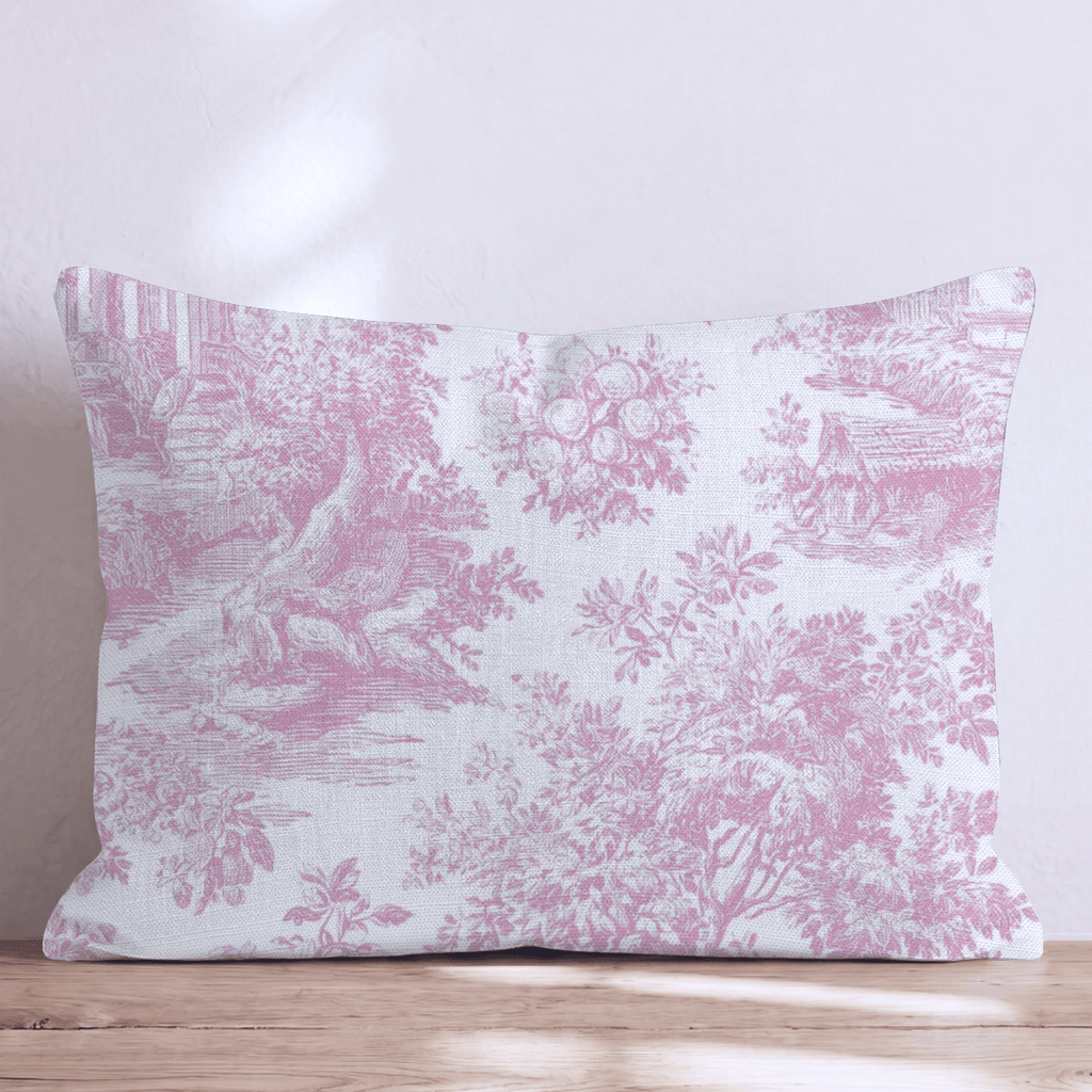 Fuchsia Toile Throw Pillow - Hillcroft Home
