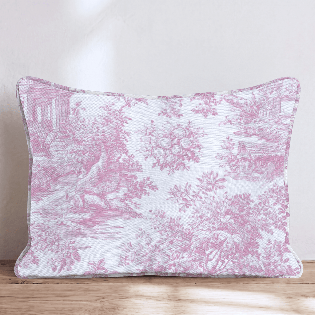 Fuchsia Toile Throw Pillow - Hillcroft Home