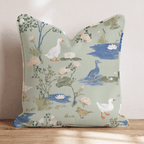 Garden Geese Sage Throw Pillow - Hillcroft Home
