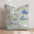 Garden Geese Sage Throw Pillow - Hillcroft Home