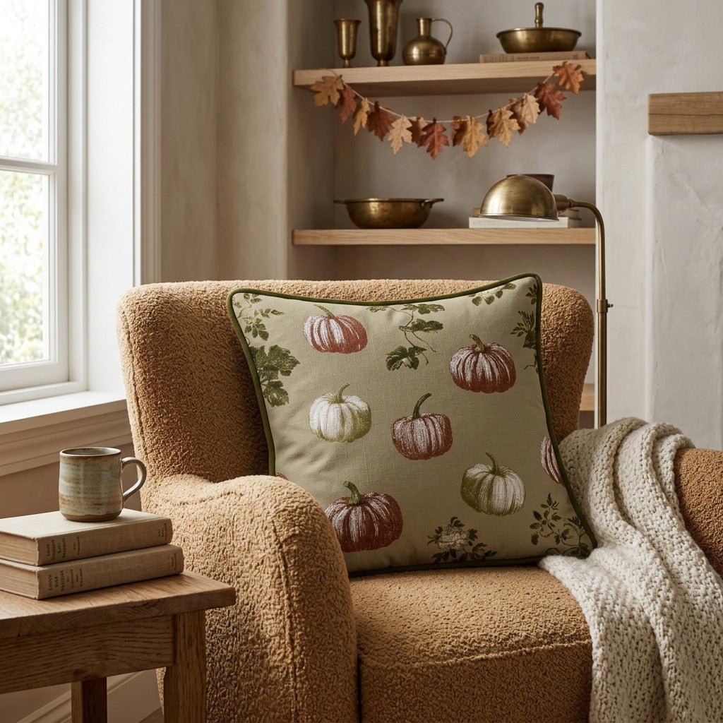 Garden Pumpkins Throw Pillow - Hillcroft Home