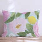 Garden Rose Mint Throw Pillow - Hillcroft Home