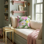 Garden Rose Mint Throw Pillow - Hillcroft Home