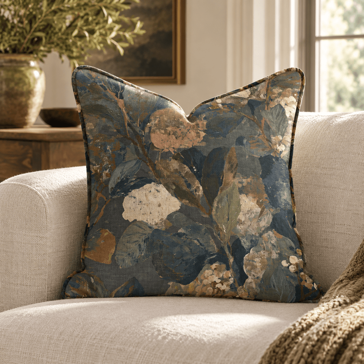 Garden Stroll Ochre Throw Pillow throw pillow - Hillcroft Home