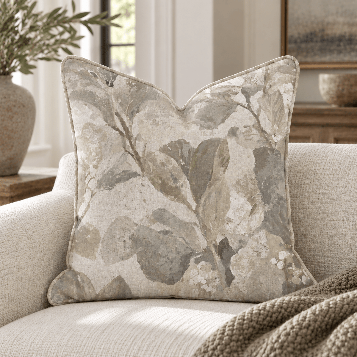 Garden Stroll Sandstone Throw Pillow throw pillow - Hillcroft Home