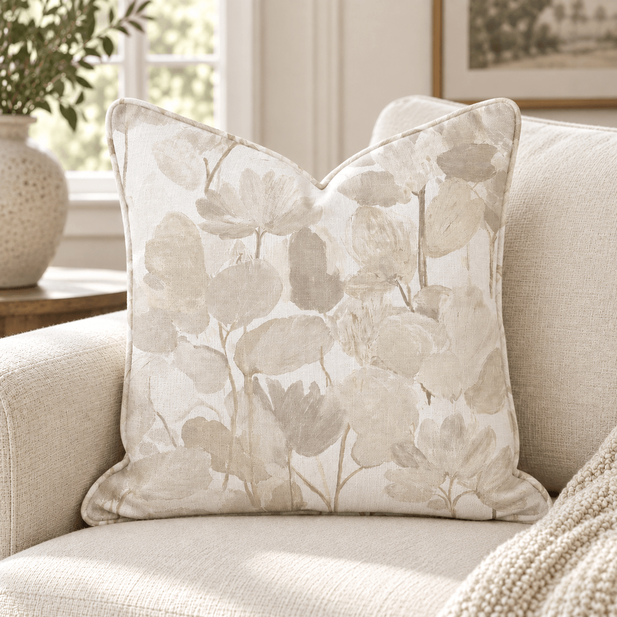 Garden Verse Driftwood Throw Pillow throw pillow - Hillcroft Home